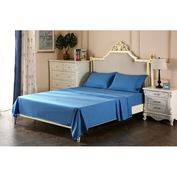 1800 Series Brushed Microfiber 12 Inch Deep Pocket Three Quarter Size Sheet Set - Wrinkle, Fade, - Hypoallergenic - Solid Navy Blue