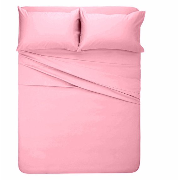 1800 Series Brushed Microfiber 23 Inch Deep Deep Pocket Three Quarter Size Sheet Set - Wrinkle, Fade, - Hypoallergenic - Solid Pink