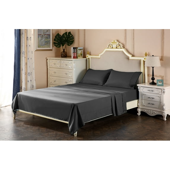 1800 Series Brushed Microfiber 24 Inch Deep Deep Pocket Three Quarter Size Sheet Set - Wrinkle, Fade, - Hypoallergenic - Solid Black