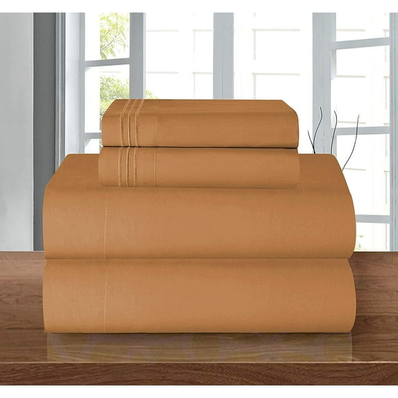 1800 Series Deep Pocket 4 Piece Bedding, Luxury Soft Microfiber Full Bronze
