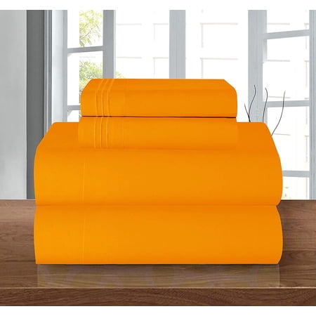 Elegant Comfort 1800 Series Full Bed Sheet Set, Deep Pocket Cooling Sheets, Orange