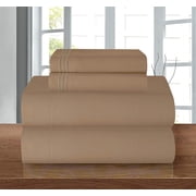 Elegant Comfort 1800 Series 4-Piece Full Sheet Set, Deep Pocket Cooling Microfiber Bed Sheets, Taupe