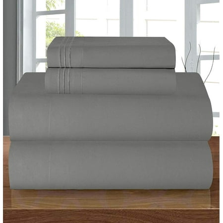 1800 Series Deep Pocket 4 Piece Bedding, Luxury Soft Microfiber King Grey