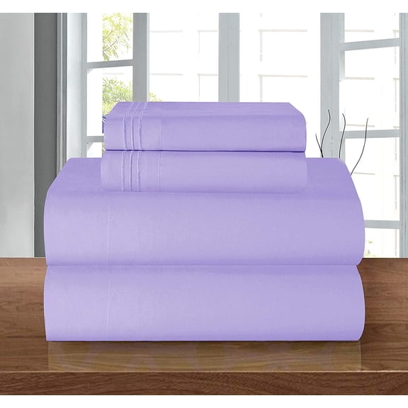1800 Series Deep Pocket 4 Piece Bedding, Luxury Soft Microfiber Queen Lilac