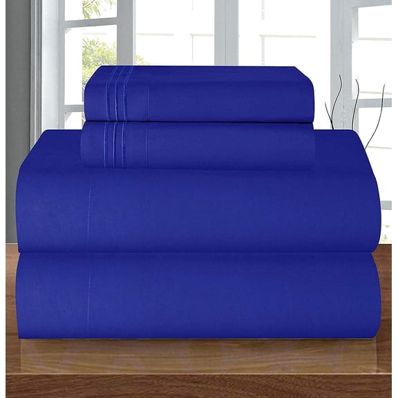 1800 Series Deep Pocket 4 Piece Bedding, Luxury Soft Microfiber Queen Royal Blue