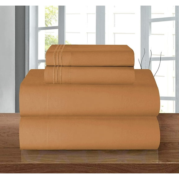 1800 Series Deep Pocket 4 Piece Bedding, Luxury Soft Microfiber Twin/Twin XL Bronze