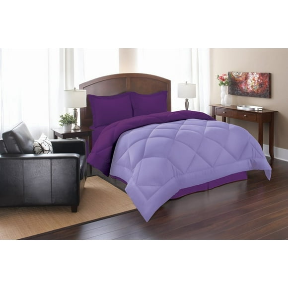 1800 Series Goose Down Alternative Reversible Comforter - Hypoallergenic - All Season-, Full/Queen, Lilac/Purple