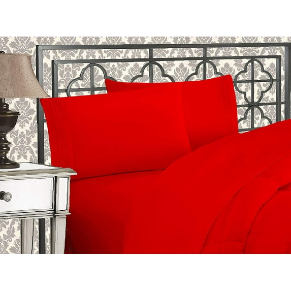 1800 Series Microfiber Deep Pocket Bedroom Sheet Set ,Split King, Red