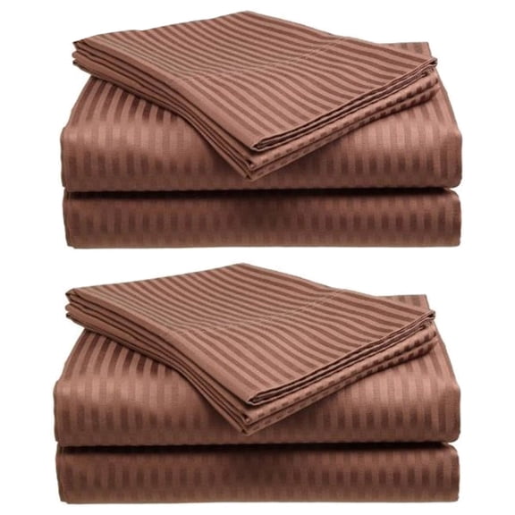 1800 Series Premium Bed Sheet Set, 2 PACK Extra Soft Microfiber Bedding -Includes Flat Sheet-Fitted Sheet- Pillowcases, Size: King Color: Coffee