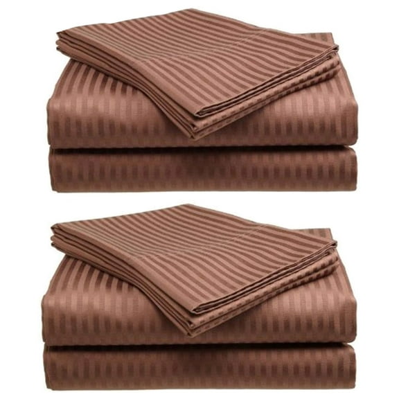 1800 Series Premium Bed Sheet Set, 2 PACK Extra Soft Microfiber Bedding -Includes Flat Sheet-Fitted Sheet- Pillowcases, Size: Queen Color:  Coffee