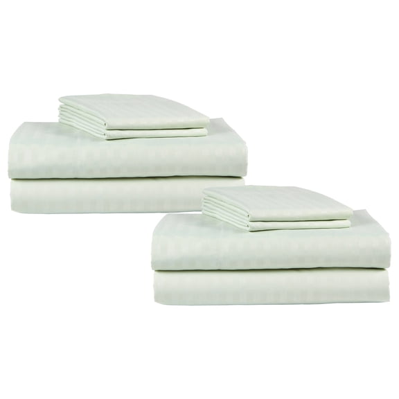 1800 Series Premium Bed Sheet Set, 2 PACK Extra Soft Microfiber Bedding -Includes Flat Sheet-Fitted Sheet- Pillowcases, Size: Queen Color: Light Green