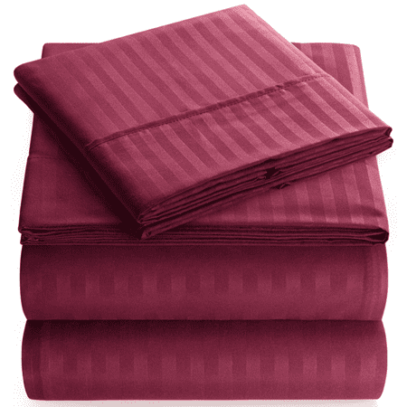 Elaine Karen Bedding Set with Flat Sheet, Fitted Bed Sheet & Pillowcases, Full Burgundy