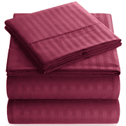 Elaine Karen Bedding Set with Flat Sheet, Fitted Bed Sheet & Pillowcases, King Burgundy