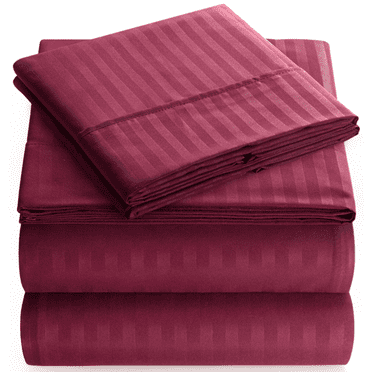 1800 Series Premium Deep Pocket Bed Sheet Set by Elaine Karen Microfiber Bedding -Includes Flat Sheet-Fitted Sheet- Pillowcases, Size: King, Queen, Full, Twin - QUEEN BURGUNDY