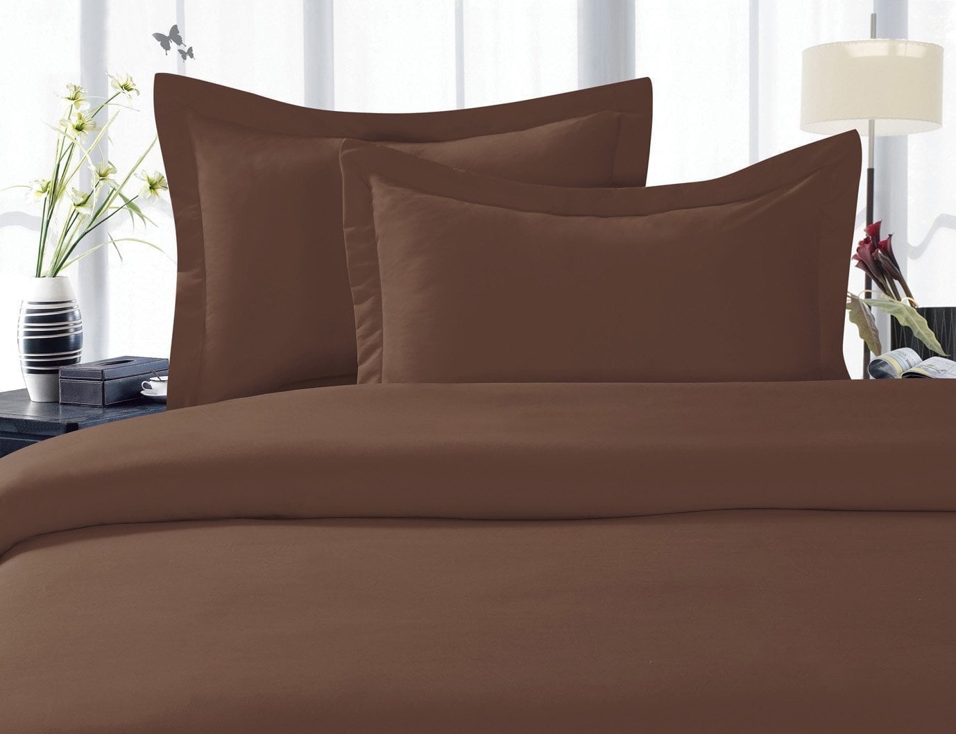 1800 Series Wrinkle 3-Piece Bed Sheet set, Deep Pocket - Twin/Twin XL Chocolate Brown