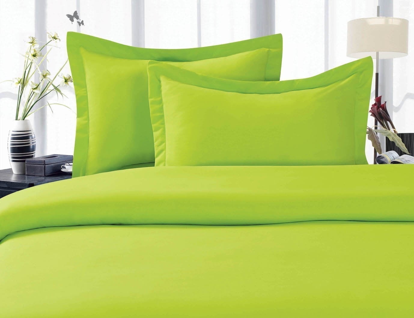 1800 Series Wrinkle 3-Piece Bed Sheet set, Deep Pocket - Twin/Twin XL Lime
