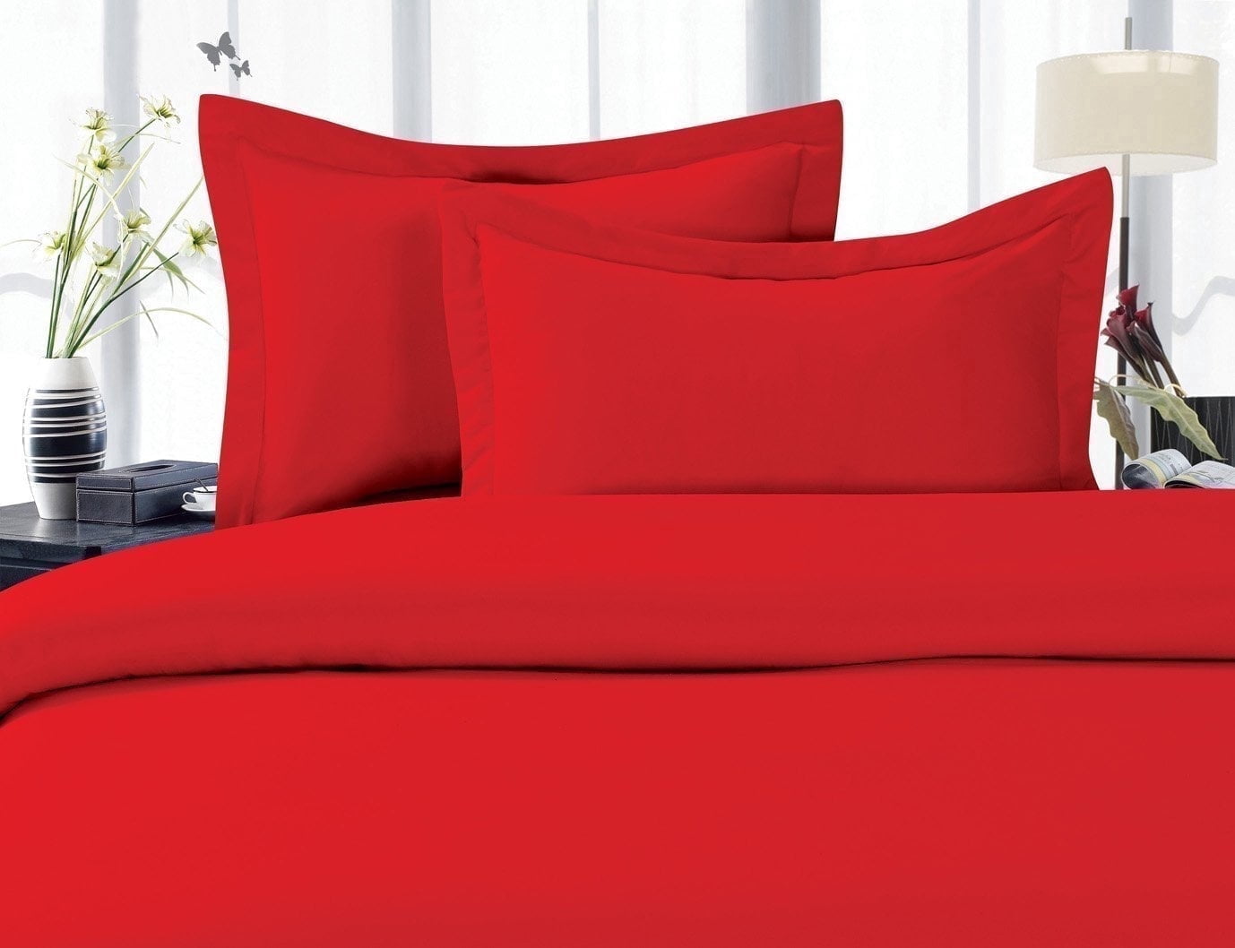 Elegant Comfort 1800 Series Microfiber Bed Sheets 3-Piece Set, Deep Pocket, Twin Red