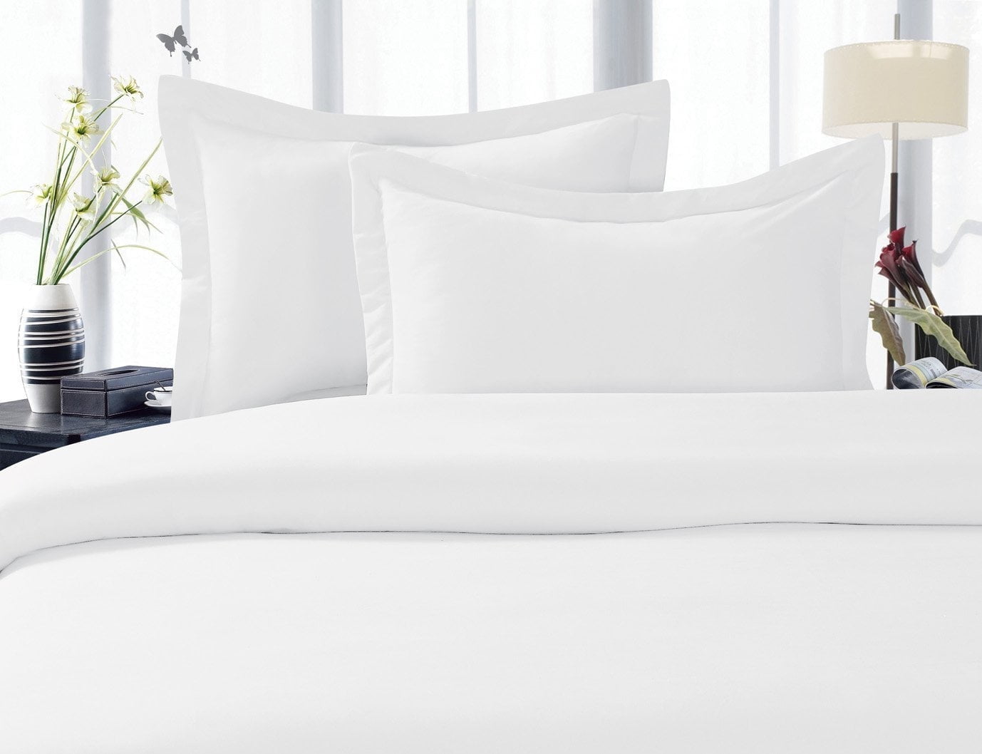 Elegant Comfort 1800 Series Microfiber Bed Sheets 3-Piece Set, Deep Pocket, Twin White
