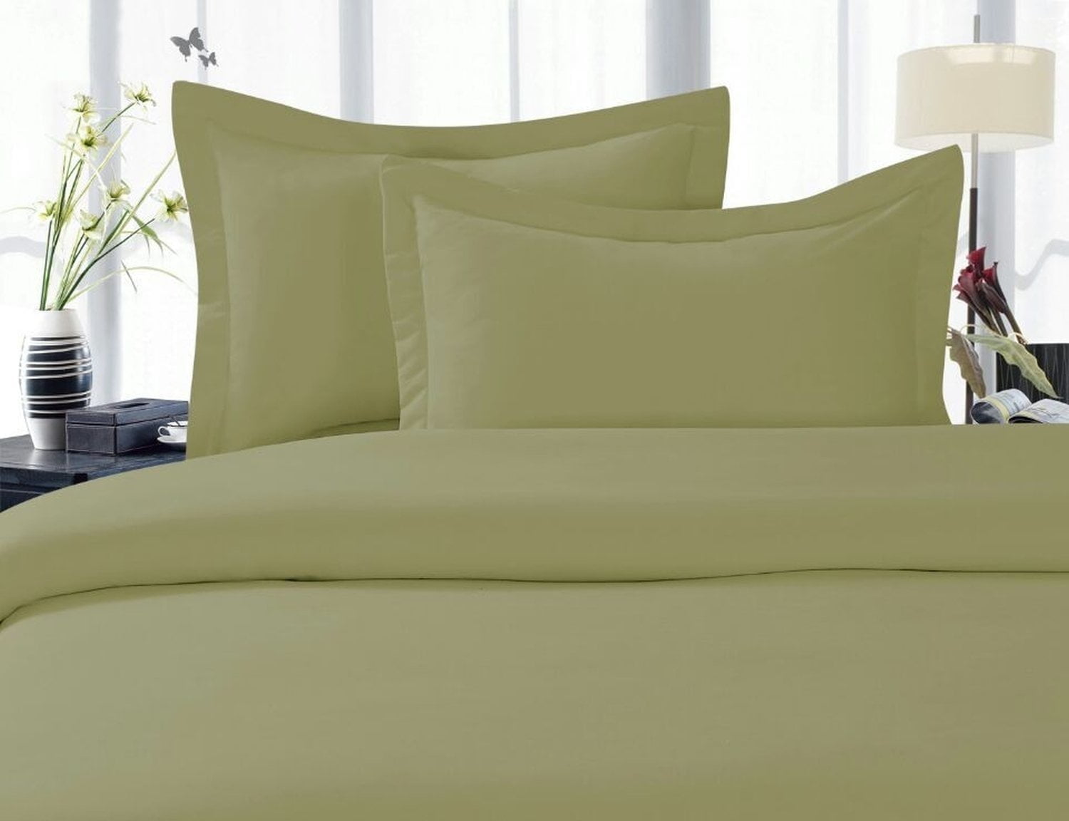 1800 Series Wrinkle 5-Piece Bed Sheet set, Deep Pocket - Split King Sage/Green