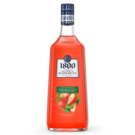 1800 The Ultimate Margarita Strawberry Cocktail, 1.75 L Glass Bottle, 9.95% ABV