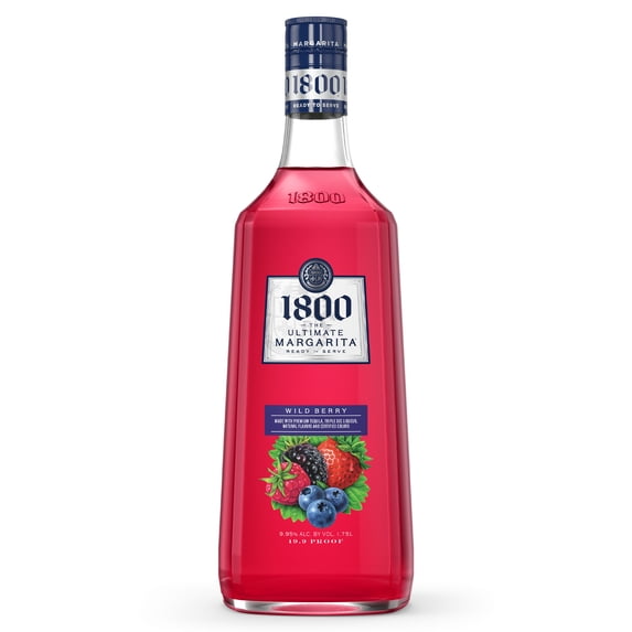 1800 The Ultimate Margarita Wild Berry Cocktail, 1.75 L Glass Bottle, 9.95% ABV