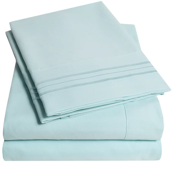 1800 Thread Count 4 Piece Deep Pocket Bedroom Bed Sheet Set Twin - Light Blue