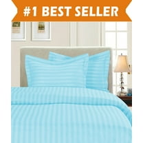 1800 Preimer Hotel Collection DAMASK STRIPE Duvet Cover Set, Full/Queen, Aqua Blue