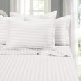 thumbnail image 1 of 1800 Thread Count Egyptian Quality Luxurious Wrinkle Resistant 6 Piece DAMASK STRIPE Bed Sheet Set, California King White, 1 of 2
