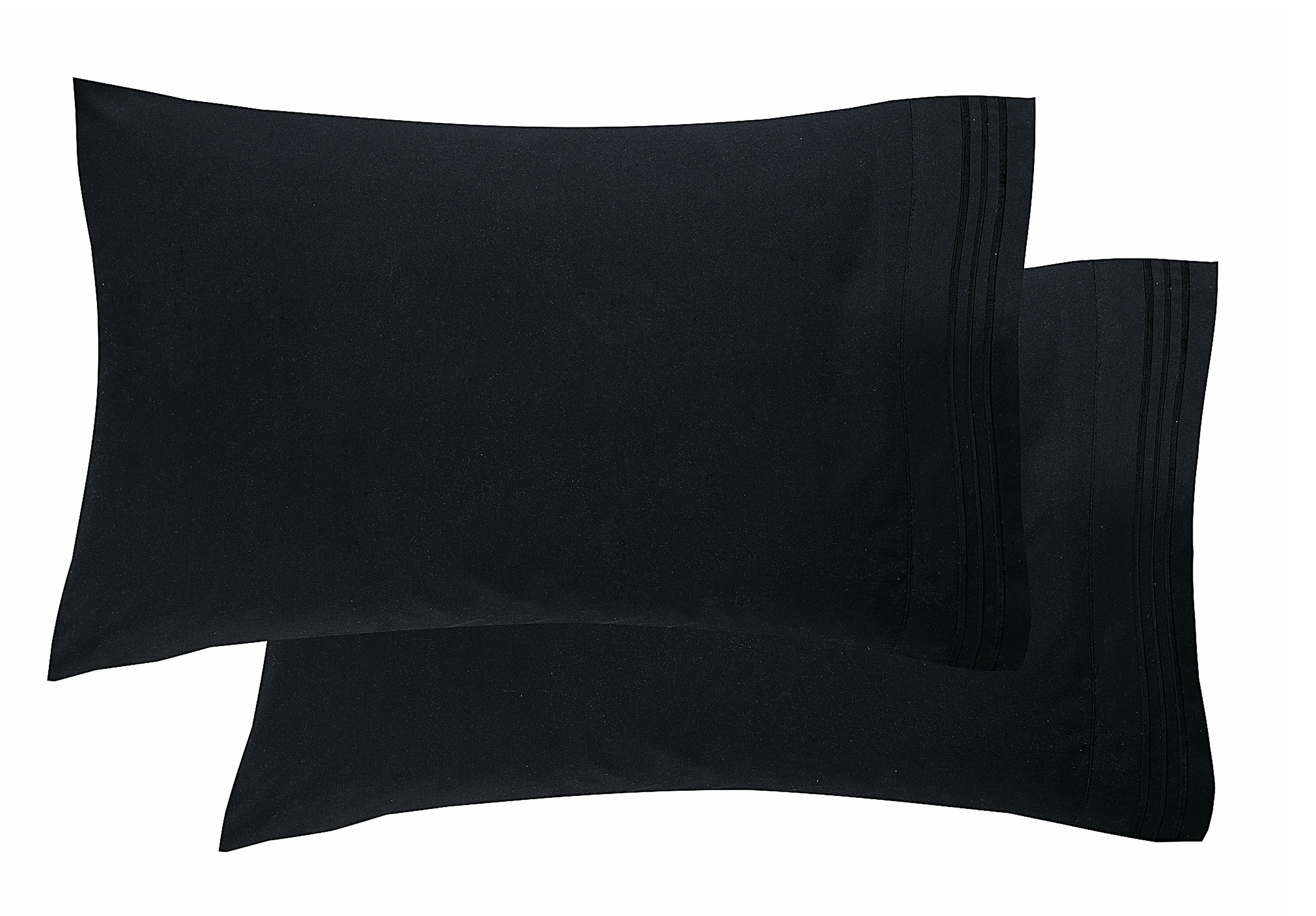 1800 Thread Count Egyptian Quality Super Soft Wrinkle Free 2-Piece Pillowcases- King Size-Black
