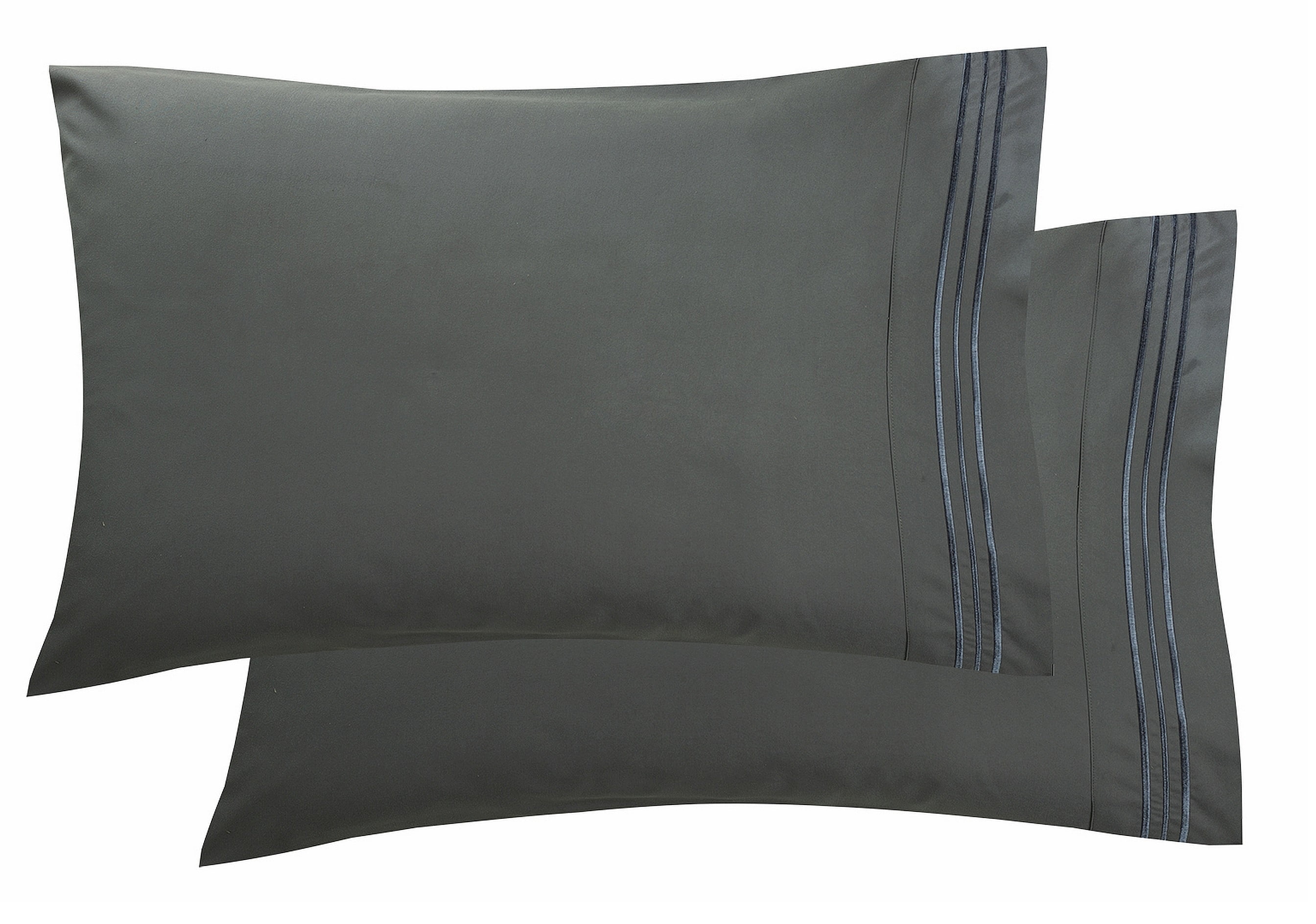 1800 Thread Count Egyptian Quality Super Soft Wrinkle Free 2-Piece Pillowcases- King Size-Grey
