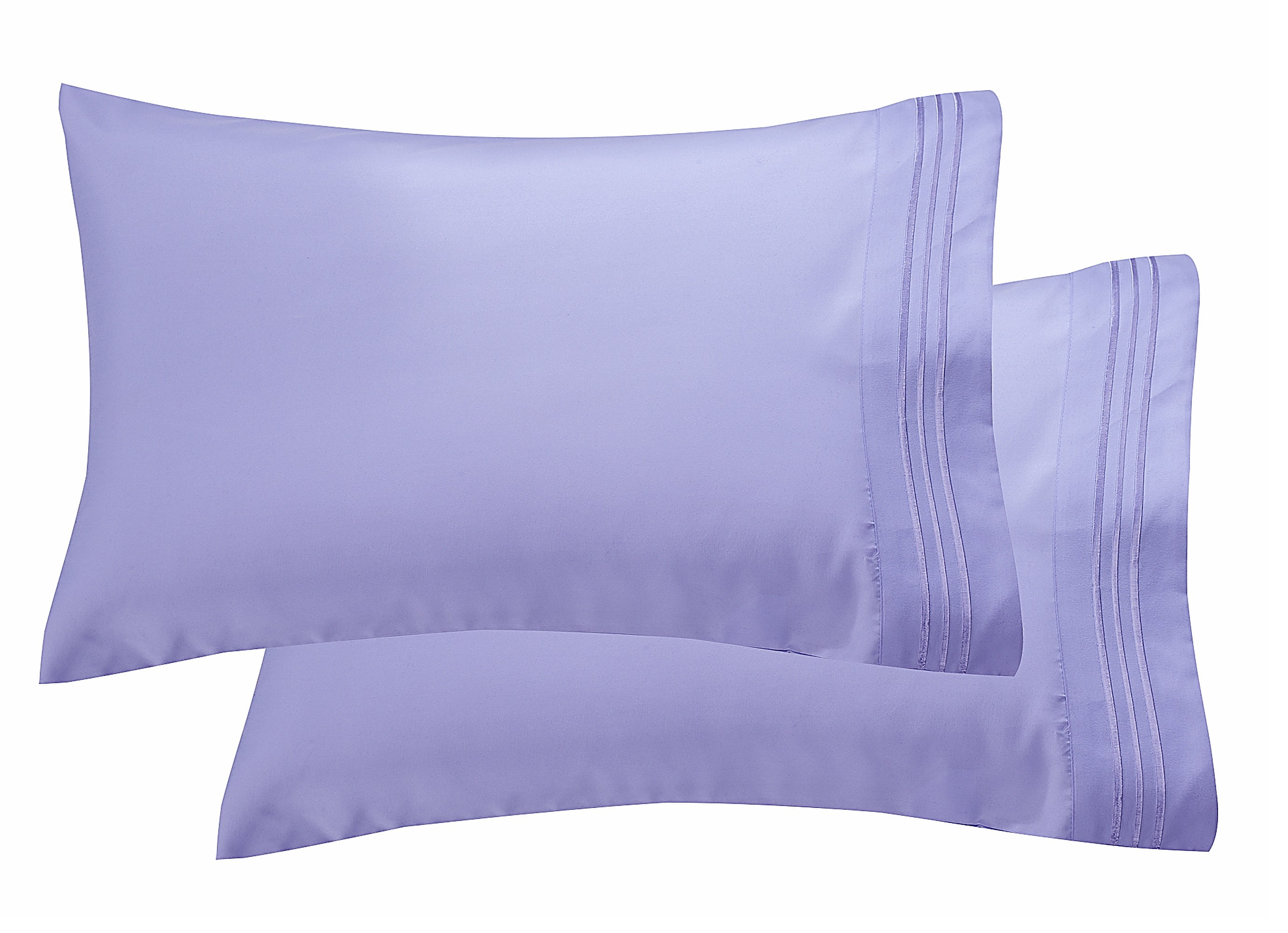 1800 Thread Count Egyptian Quality Super Soft Wrinkle Free 2-Piece Pillowcases- King Size-Lilac