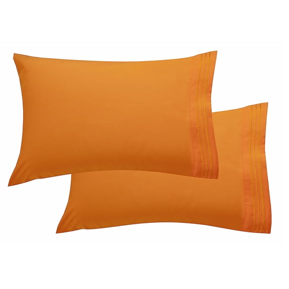 1800 Thread Count Egyptian Quality Super Soft Wrinkle Free 2-Piece Pillowcases- Standard Size-Elite Orange
