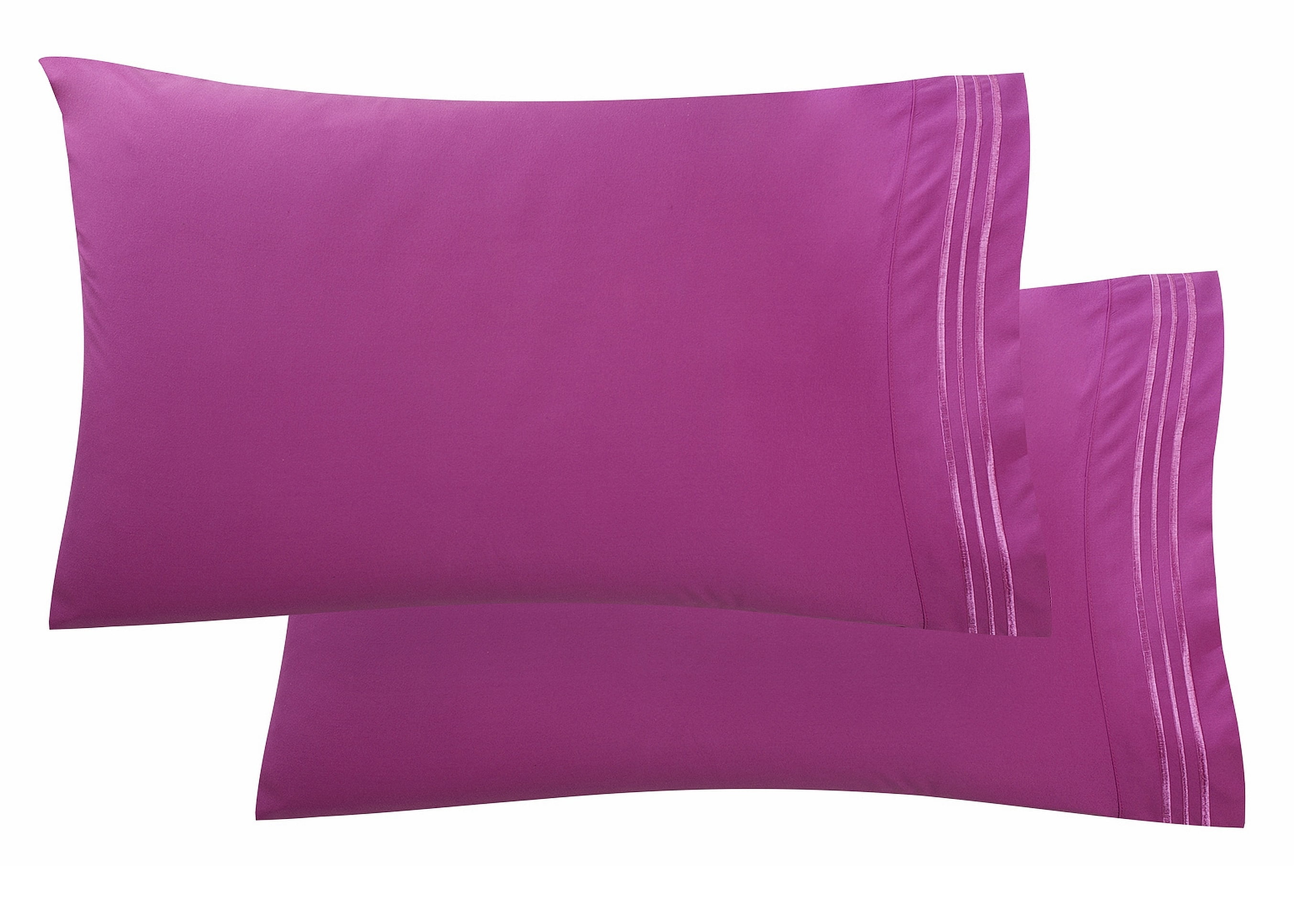 1800 Thread Count Egyptian Quality Super Soft Wrinkle Free 2-Piece Pillowcases- Standard Size-Hot Pink