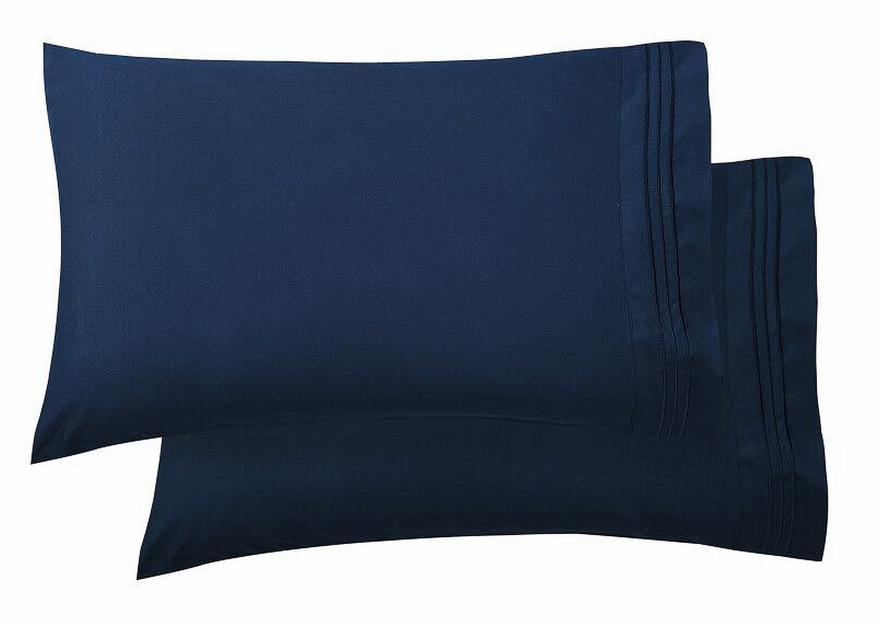 1800 Thread Count Egyptian Quality Super Soft Wrinkle Free 2-Piece Pillowcases- Standard Size-Navy Blue