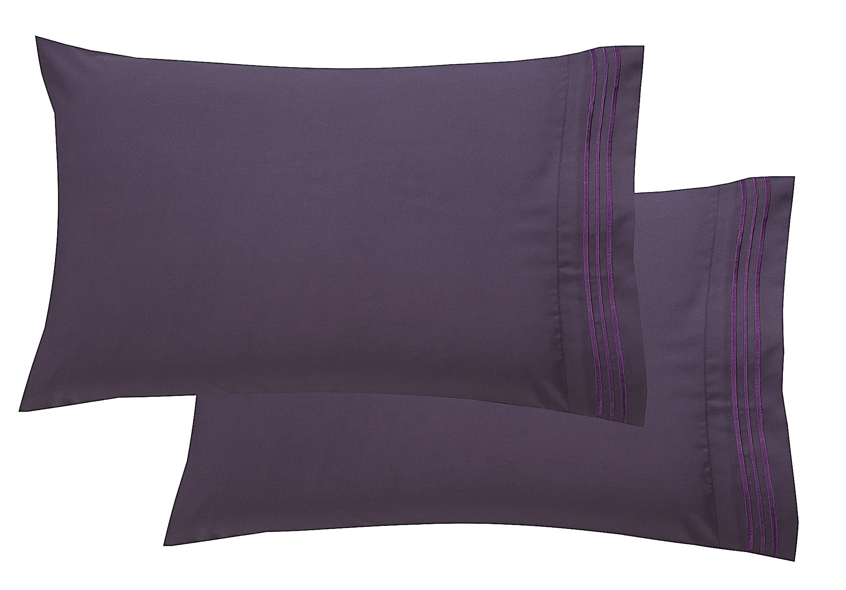 1800 Thread Count Egyptian Quality Super Soft Wrinkle Free 2-Piece Pillowcases- Standard Size-Purple