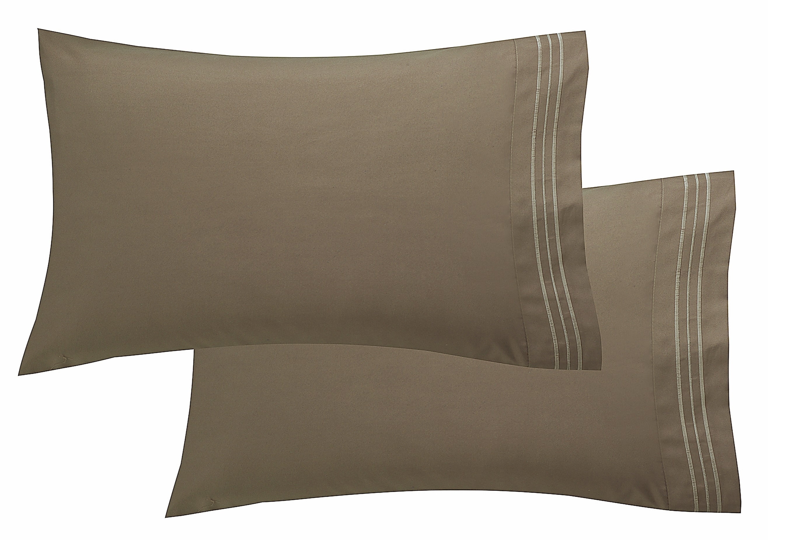 1800 Thread Count Egyptian Quality Super Soft Wrinkle Free 2-Piece Pillowcases- Standard Size-Taupe