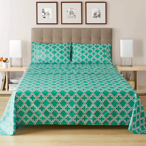 1800 Thread Count Ultra-Soft Microfiber Trellis Deep Pocket Bedding Sheets & Pillowcases, 4-Piece Sheet Set by Impressions - Queen