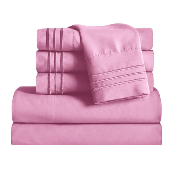 1800 Thread Count Wrinkle 4-Piece Bed Sheet set Deep Pocket -Twin/Twin XL Light Pink