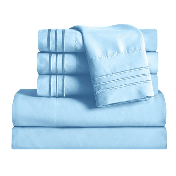 1800 Thread Count Wrinkle 5-Piece Bed Sheet set Deep Pocket -Split King Aqua Blue