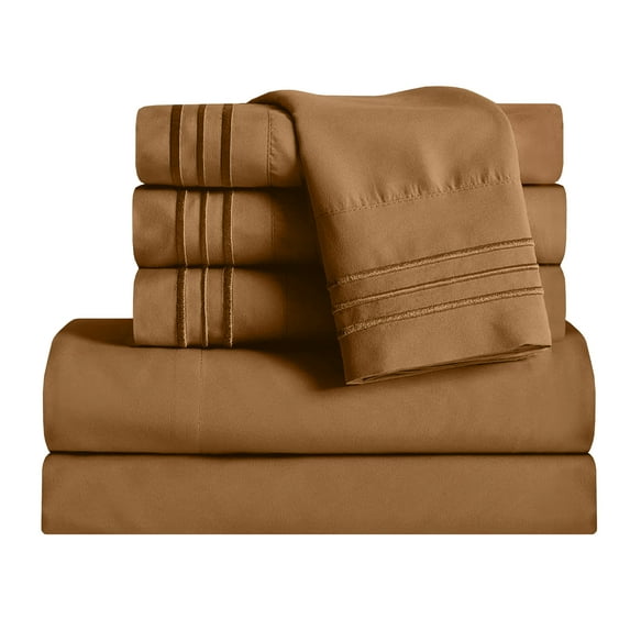 1800 Thread Count Wrinkle 5-Piece Bed Sheet set Deep Pocket -Split King Bronze