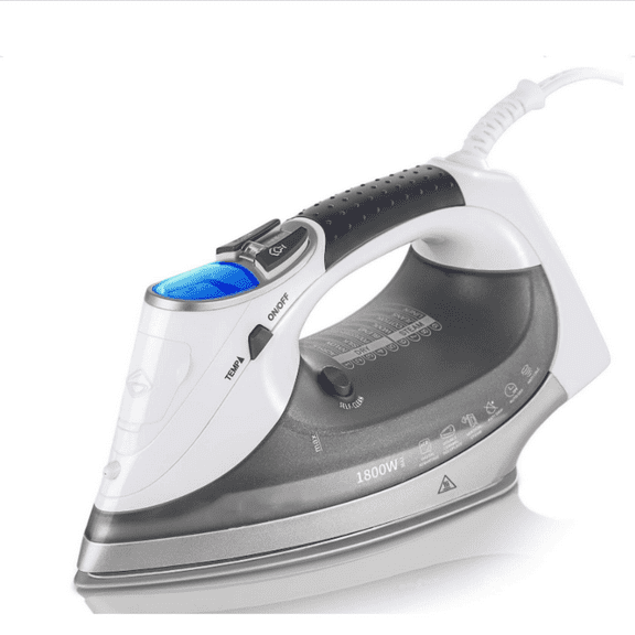1800-Watt Steam Iron with Digital LCD Screen, Double-Layer and Ceramic Coated Soleplate, 3-Way Auto-Off, 9 Preset Temperature and Steam Settings for Variable Fabric Gray