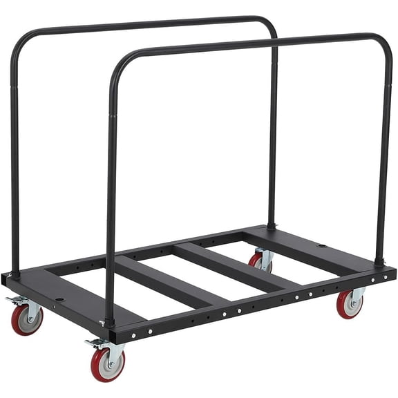 1800 lb Folding Table Cart Heavy Duty Steel Dolly with 5 In PU Swivel Wheels and Locking System