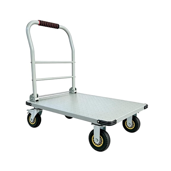 1800 lb Platform Utility Cart 36x24 In Steel Flatbed Dolly with Foldable Handle and Brakes