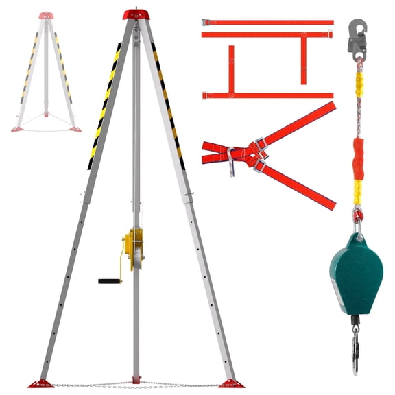 1800 lbs Confined Space Tripod, Confined Space Tripod Kit with 98' Wire, Safety Rescue Tripod with 7' Legs, for Chemical Plant Vessel Entry