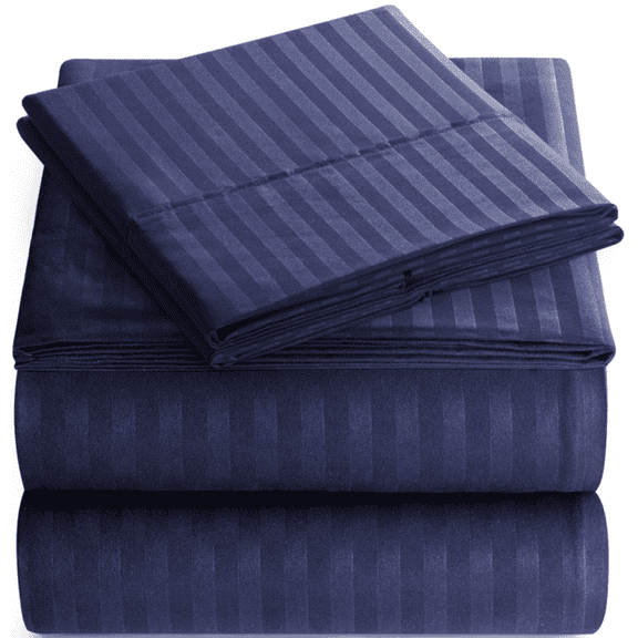 1800 series premium deep pocket bed sheet set by elaine karen microfiber bedding -includes flat sheet-fitted sheet- pillowcases, size: king, queen, full, twin - Full Navy