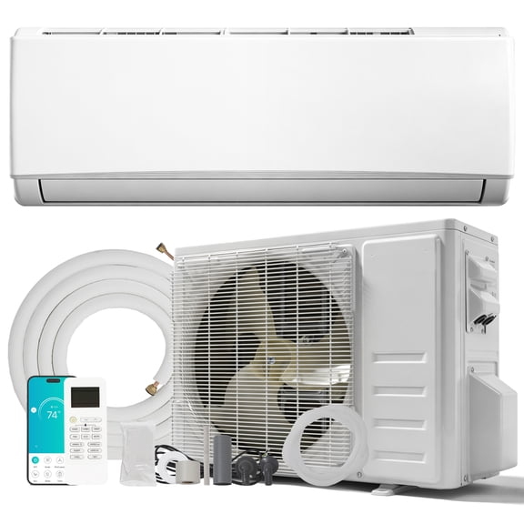 18000 BTU 208-230V Wi-Fi Inverter Mini Split by PhiloDeco – 05 Series Ductless Wall-Mounted Air Conditioner & Heat Pump with Energy-Saving Performance, Complete Installation Kit