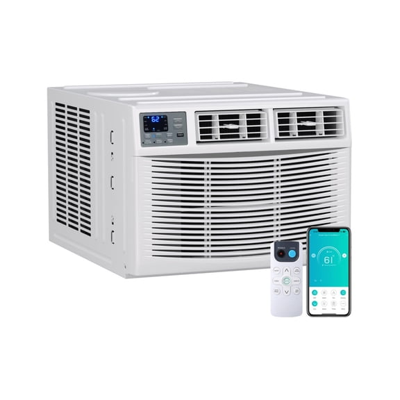 18000 BTU 4-in-1 Window Air Conditioner with Heat, Smart Window AC Unit with Dehumidifier & Fan, for Rooms up to 1000 Sq.Ft, APP & Remote Control for Bedroom Living Room Apartment