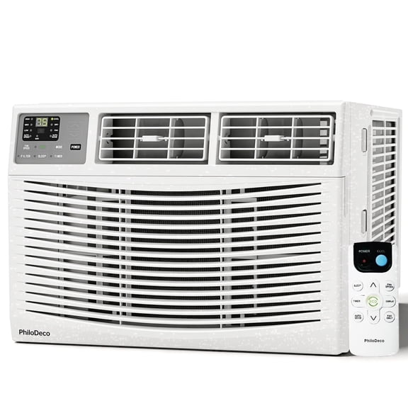 18000 BTU PhiloDeco Intelligent Window AC Covers 1000 sq. ft., LED Display, Remote Control, Dehumidifier/Fan, Quiet, Energy-Saving, 24H Timer, 208/230 VOLTS