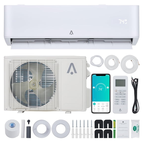 18000 BTU Smart Mini Split AC/Heating System, 23 SEER, Wall Mount with Remote