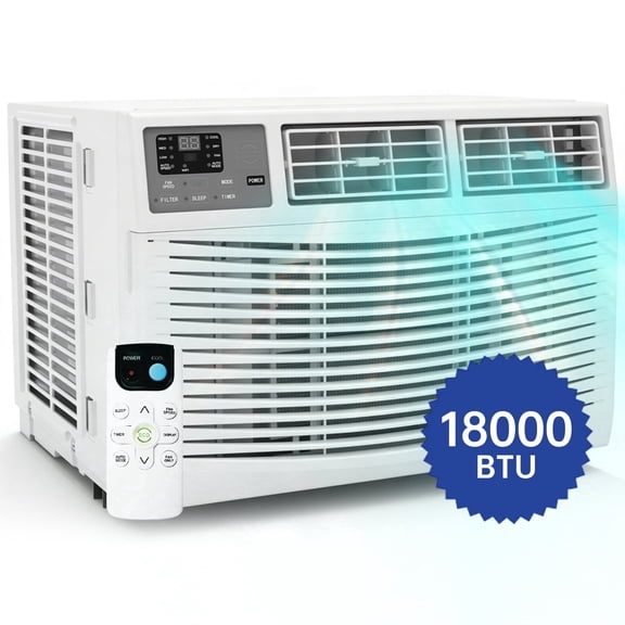 18000 BTU Window Air Conditioner 1000 sq. ft. Cooling Area, Intelligent LED Display, Remote Included, 3-in-1 AC/Dehumidifier/Fan, Quiet, Energy-Efficient, 24-Hour Timer, 208/230 VOLTS